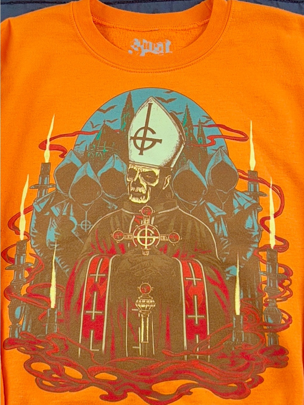 Ghost Band Orange Graphic T-Shirt Men's M Papa Emeritus Gothic Metal Tee